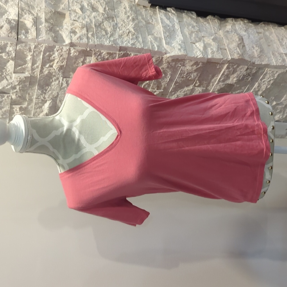 Stradivarius pink vneck oversized T-shirt